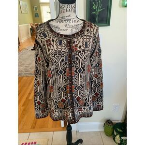 Intiwara 100% Alpaca Button Front Aztec Sweater